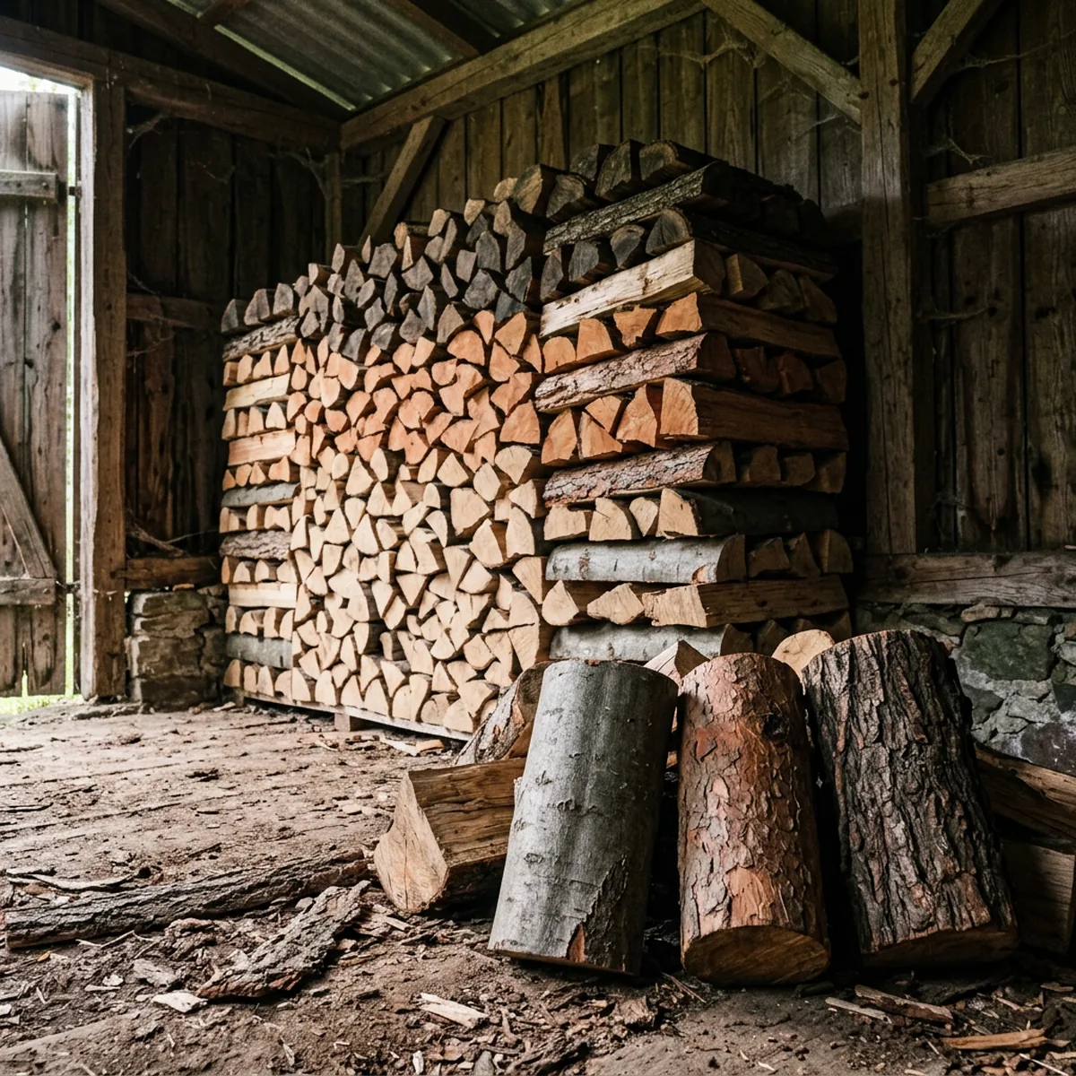 August Rauch – Gestapeltes Räucherholz aus Buche, Kirsche und Hickory